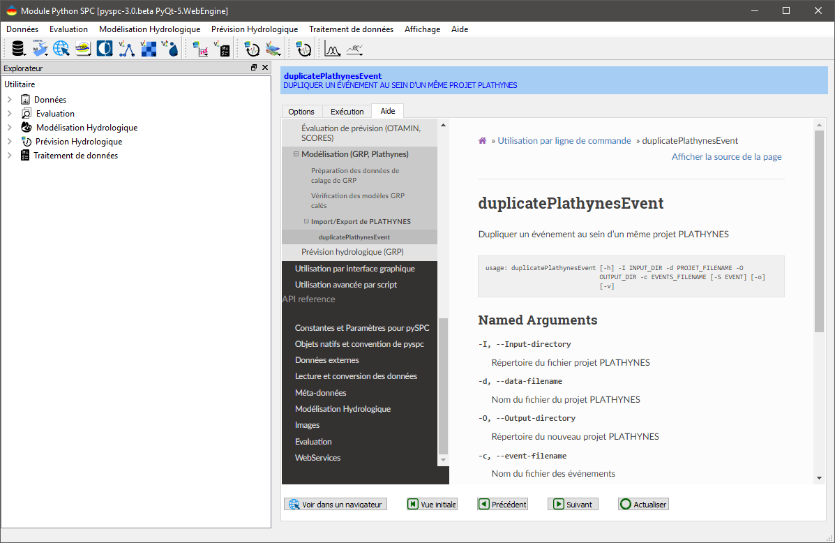 Exemple: Aide de l'utilitaire duplicatePlathynesEvent.py