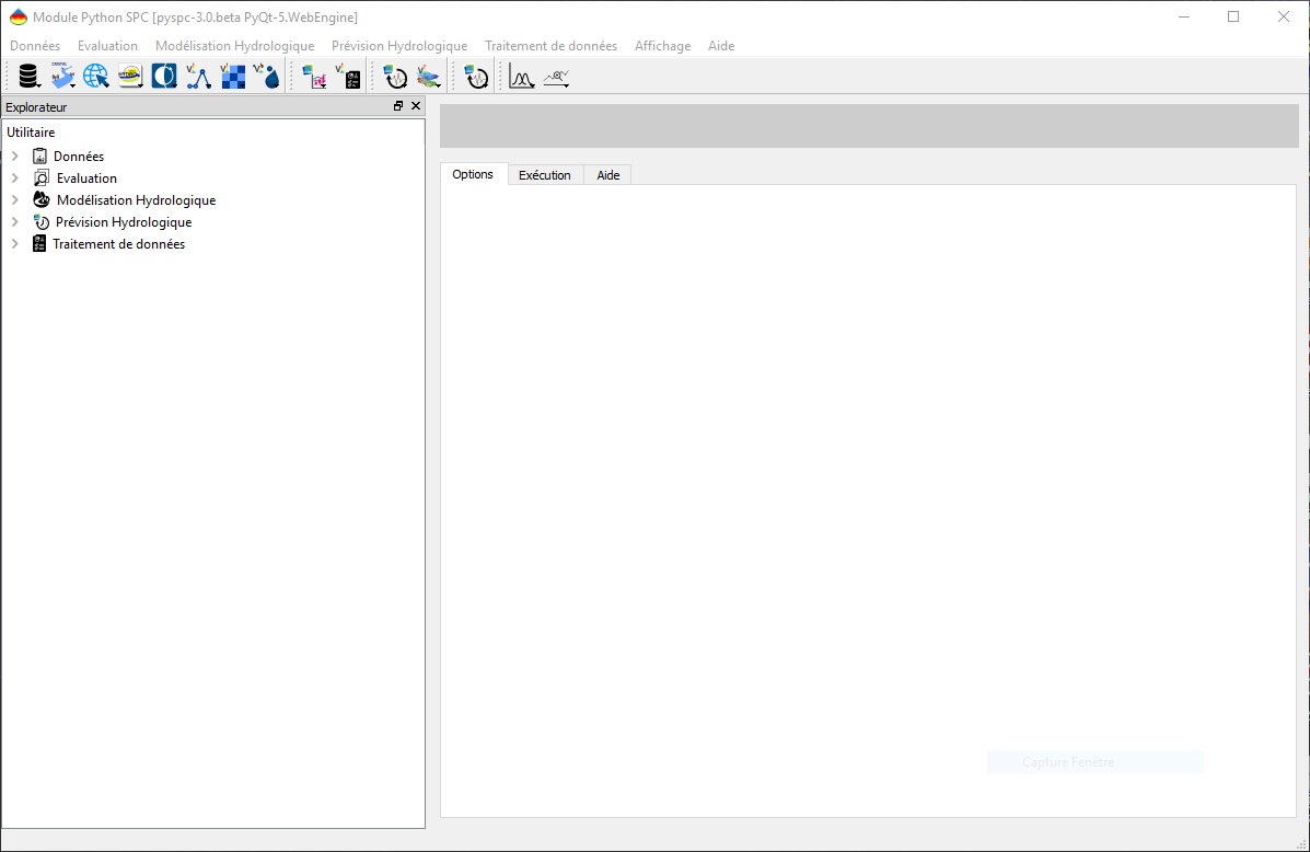 Interface graphique lors de son lancement